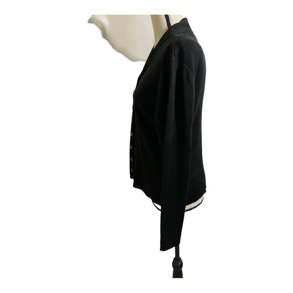 LL tBean womens silk blend button down cardigan. Size medium. Black ribb… - Picture 5 of 8